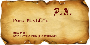 Puns Miklós névjegykártya